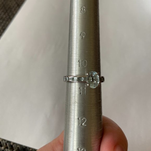 Faceted Aquamarine Gemstone Crystal Wrapped Ring Sterling 925 Silver 10.5 - Picture 12 of 13